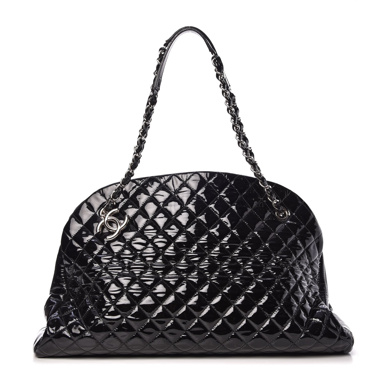 Chanel Patent Quilted Maxi Just Mademoiselle Bowling Bag Black 1 of 15