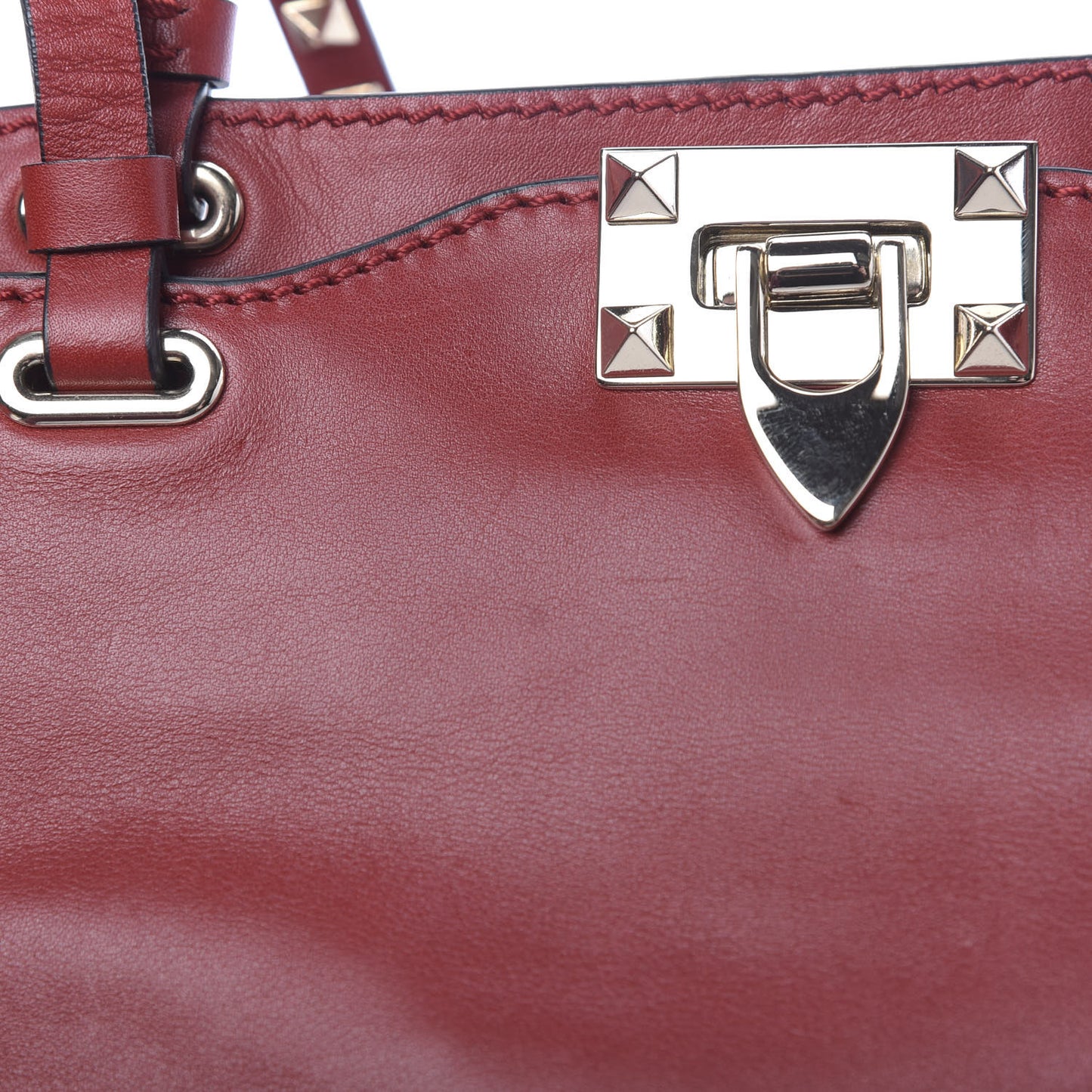 Vitello Small Rockstud Tote Rosso Valentino