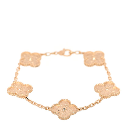 Van Cleef & Arpels 18K Yellow Gold 5 Motifs Vintage Alhambra Bracelet 1 of 4