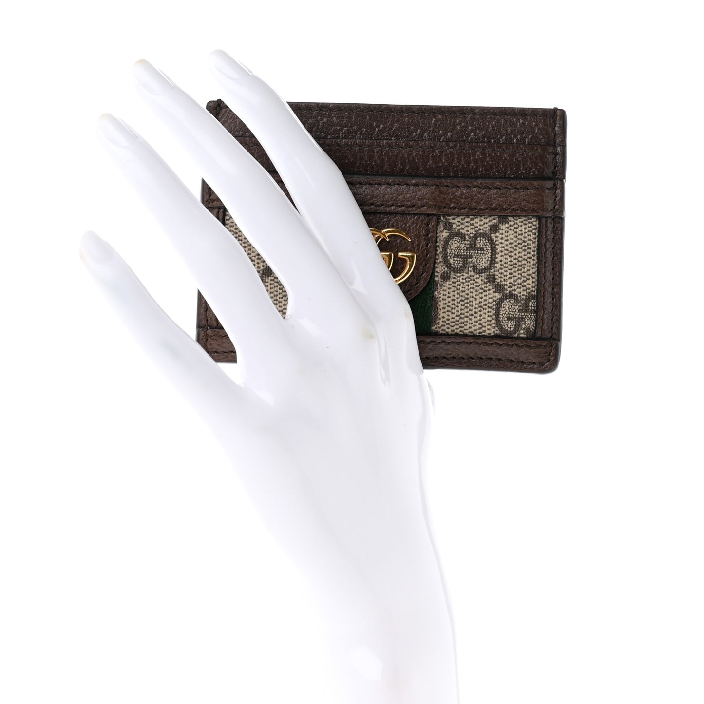 GG Supreme Monogram Ophidia Card Holder Brown