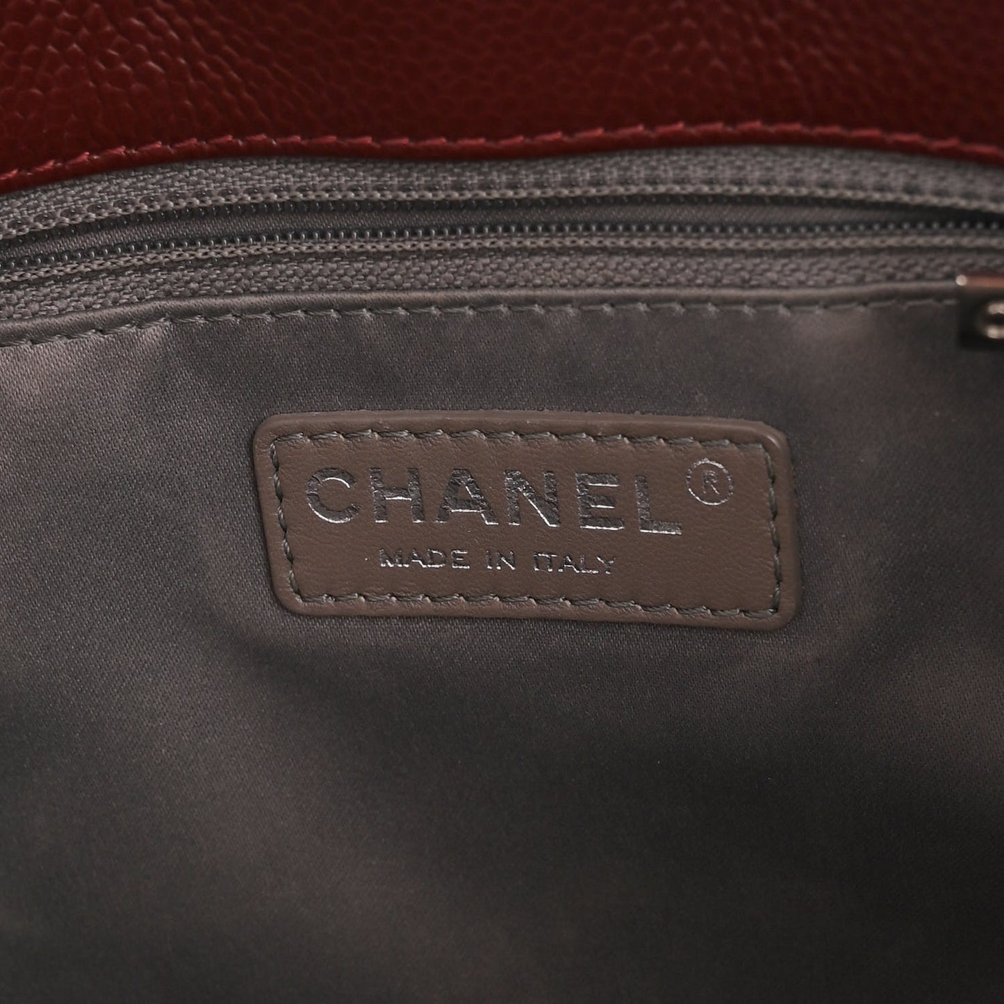 Caviar Quilted Petit Shopping Tote PST Burgundy