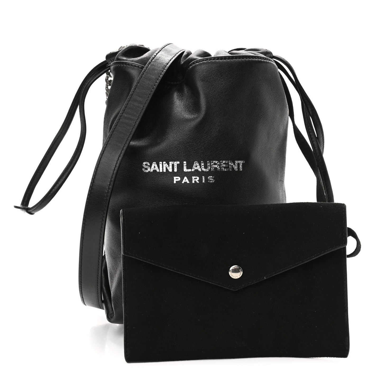 Lambskin Small Teddy Bucket Bag Black