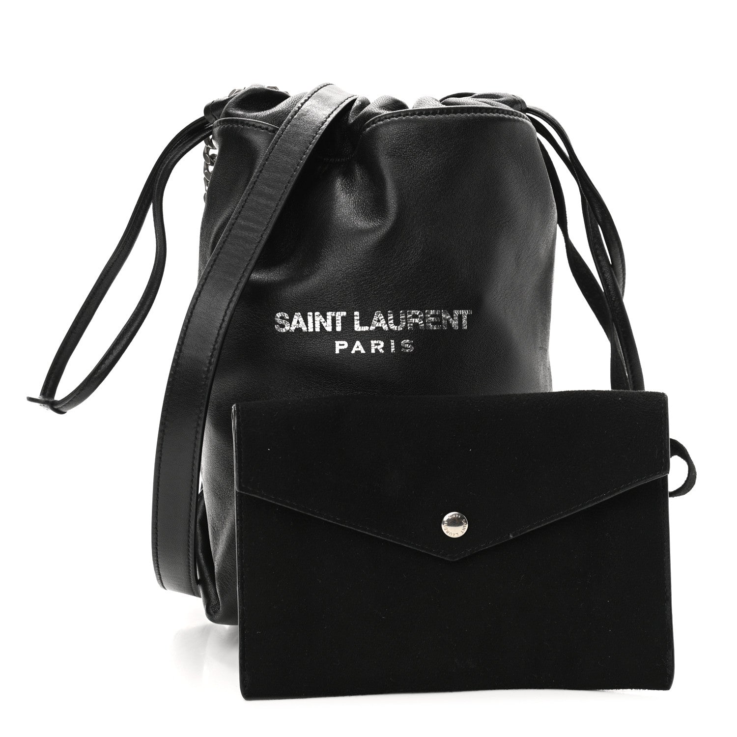 Saint Laurent Lambskin Small Teddy Bucket Bag Black 1 of 12