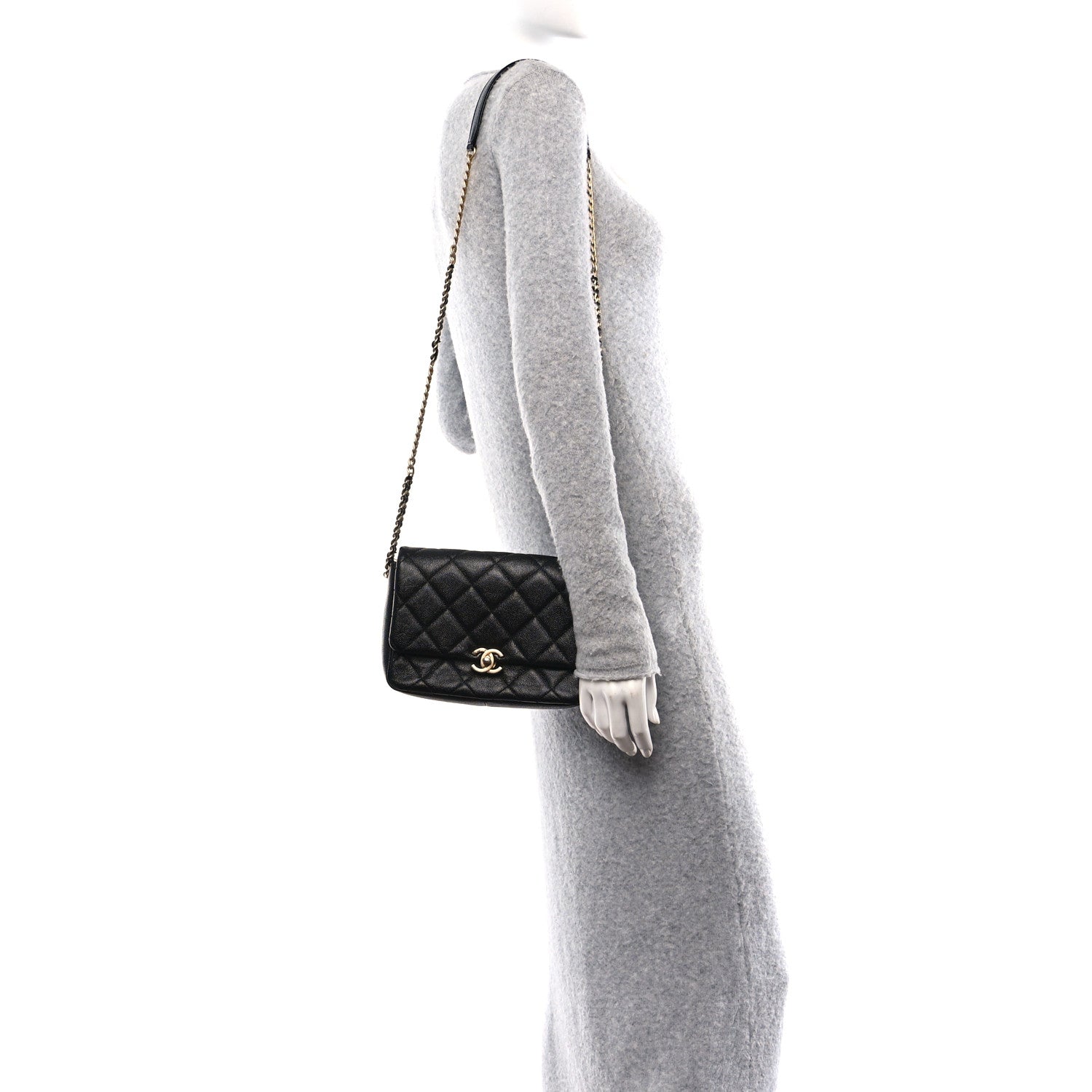 Chanel Shiny Caviar Quilted Small Chain Melody Flap Black 2 of 11