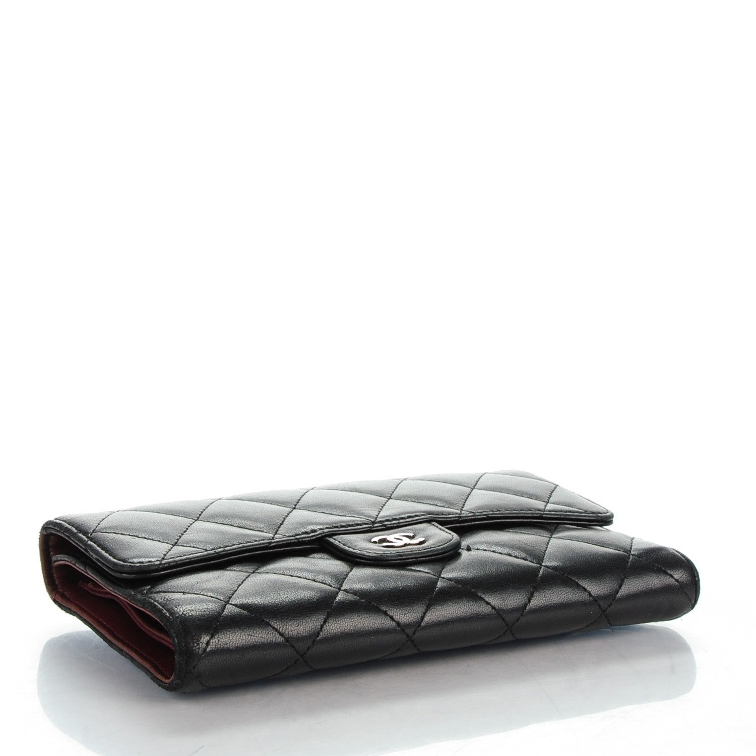Chanel Lambskin Quilted Large Flap Wallet Black 4 of 9