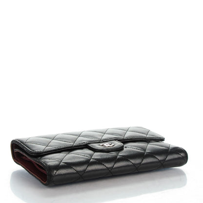 Chanel Lambskin Quilted Large Flap Wallet Black 4 of 9