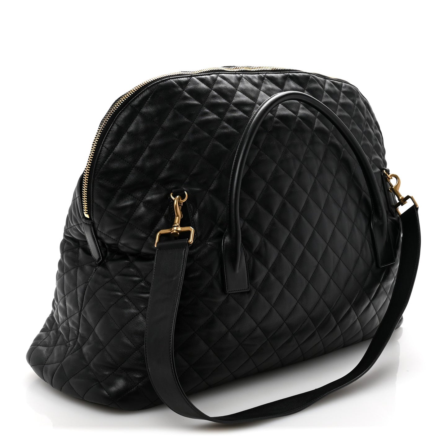 Calfskin Quilted ES Giant Travel Bag Black