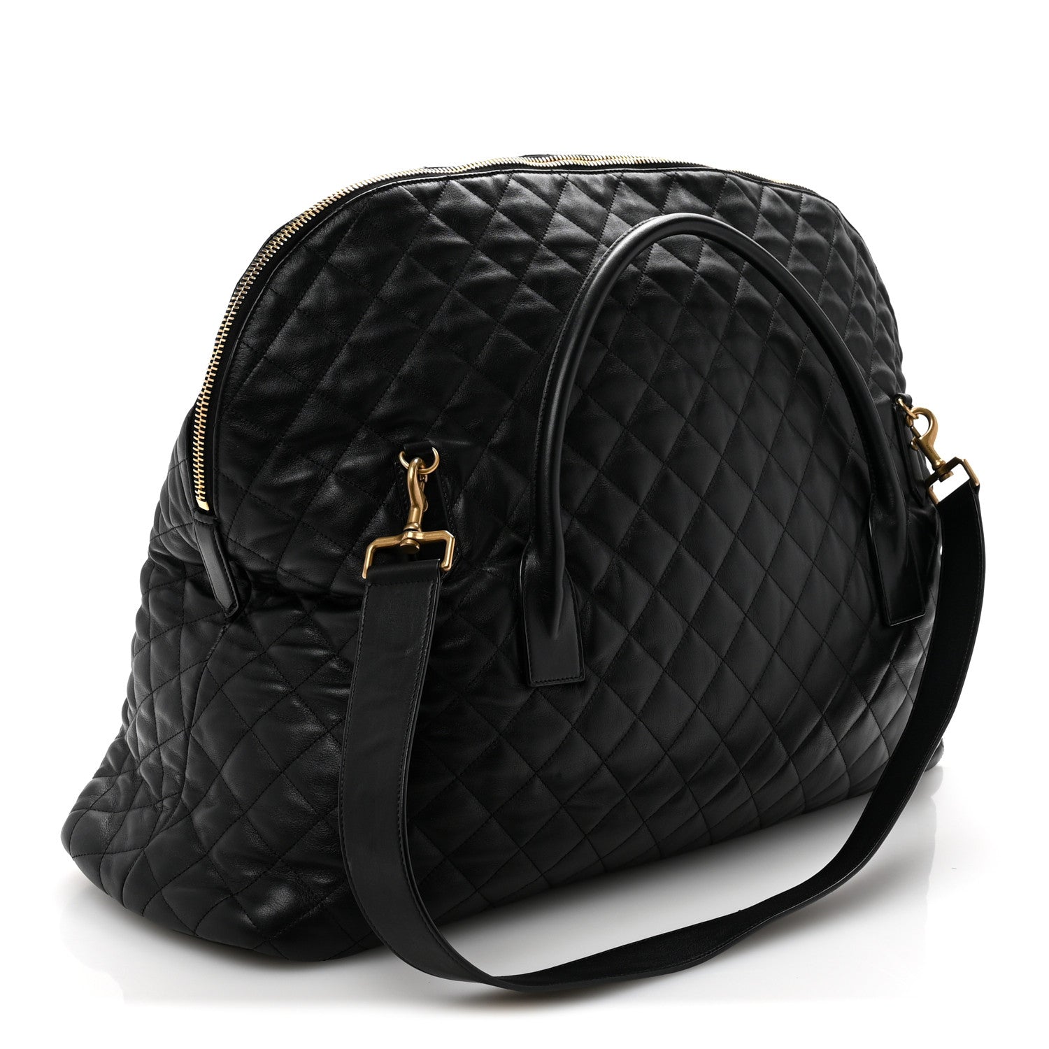 Saint Laurent Calfskin Quilted ES Giant Travel Bag Black 2 of 13