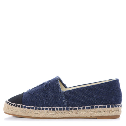 Chanel Linen CC Espadrilles 38 Blue Black 1 of 11