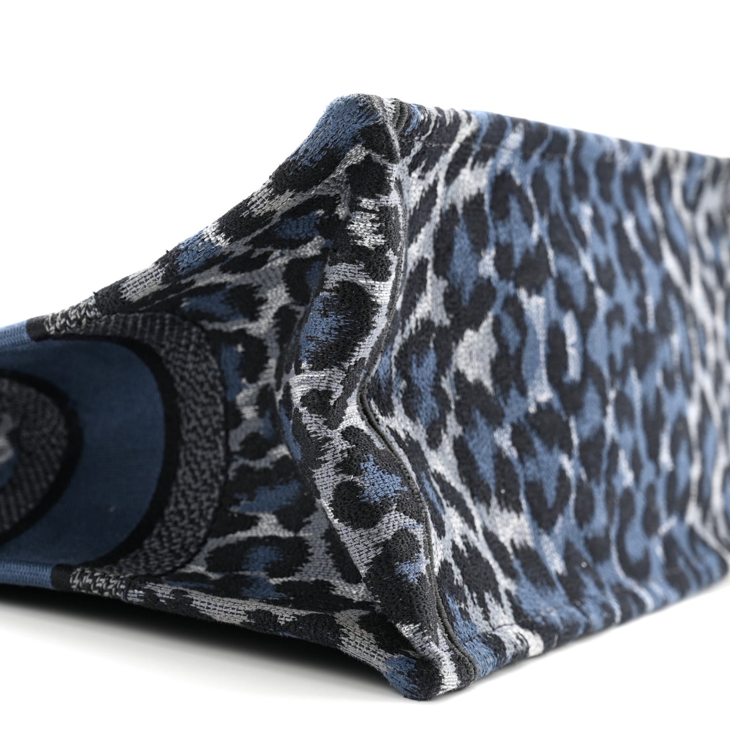 Canvas Mizza Embroidered Medium Leopard Book Tote Blue
