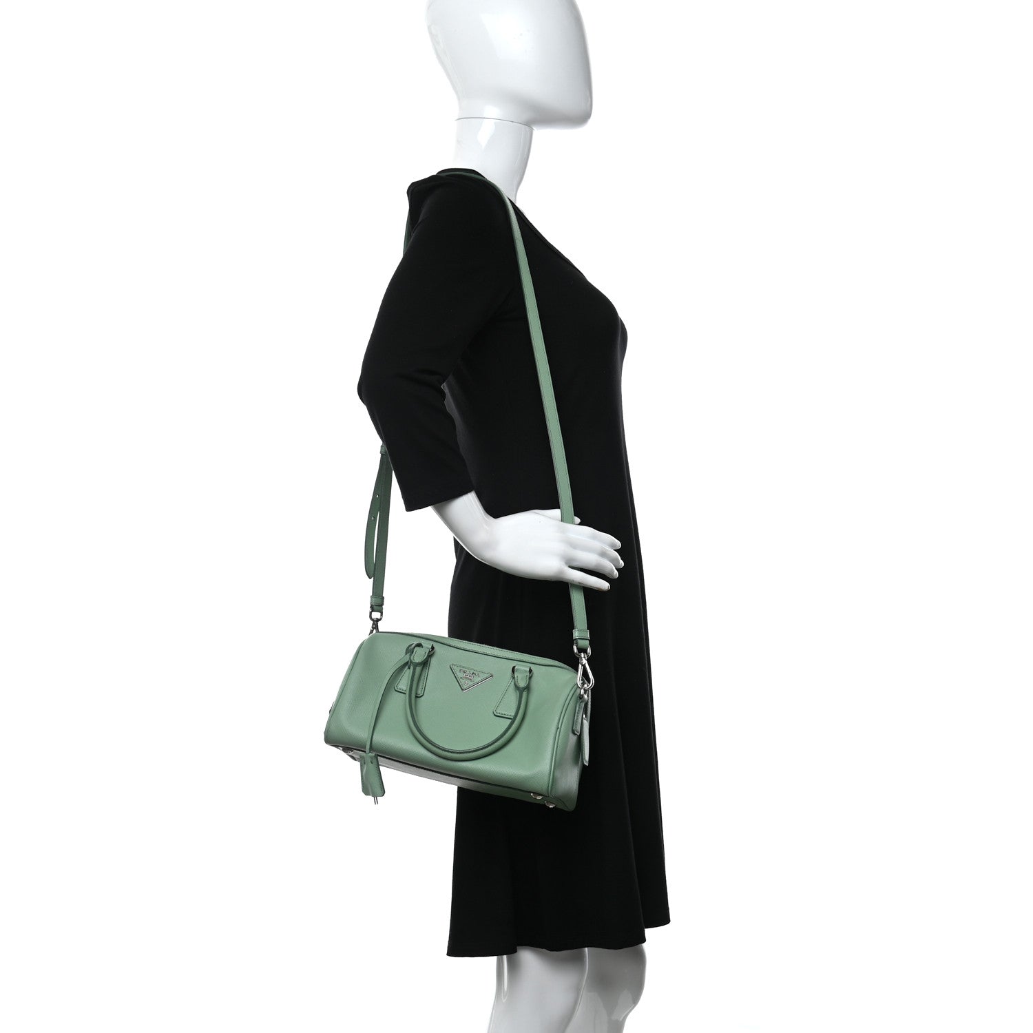 Prada Saffiano Lux Top Handle Crossbody Bag Acquamarina 2 of 9