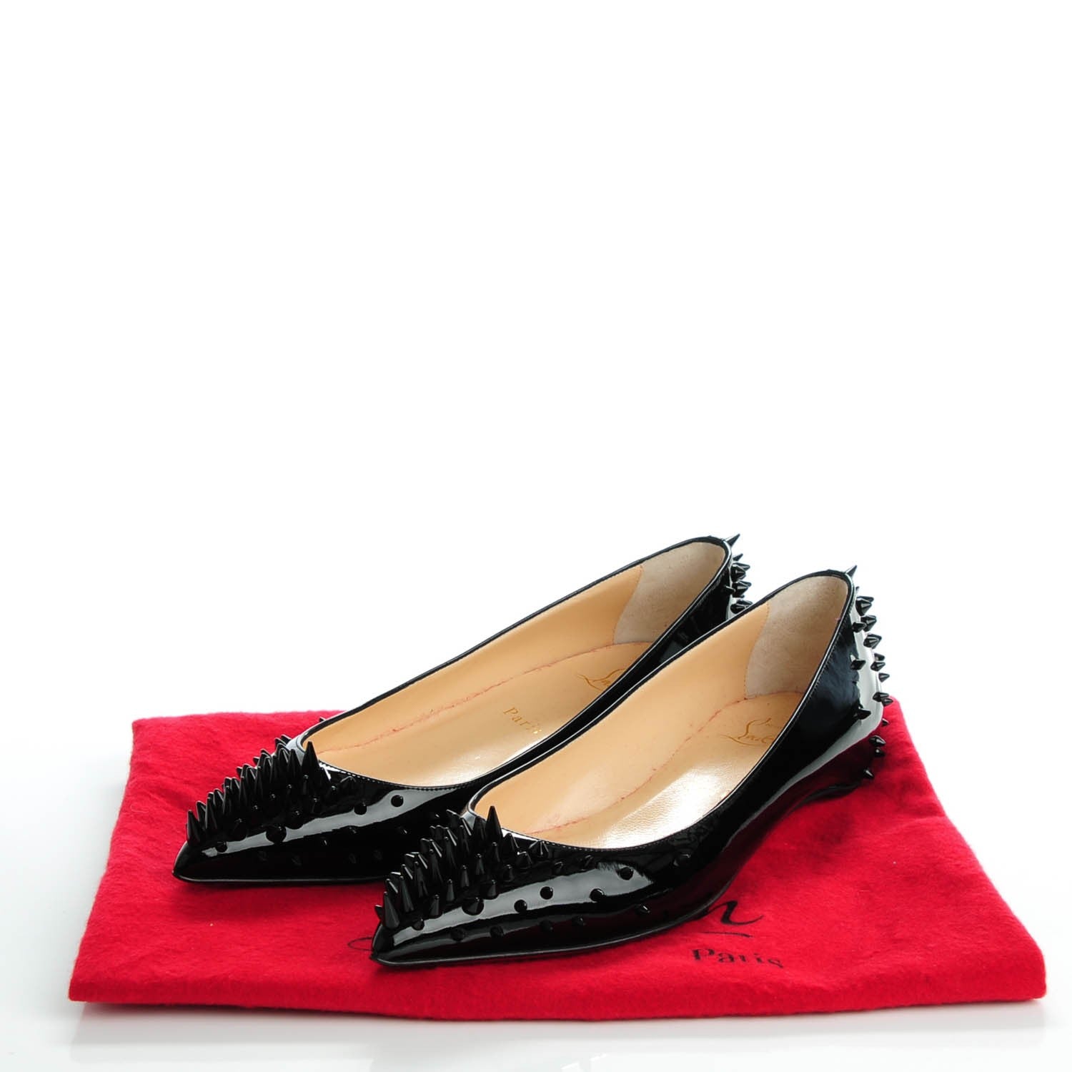 Christian Louboutin Patent Goldoflat Spikes Flats 37.5 Black 8 of 8
