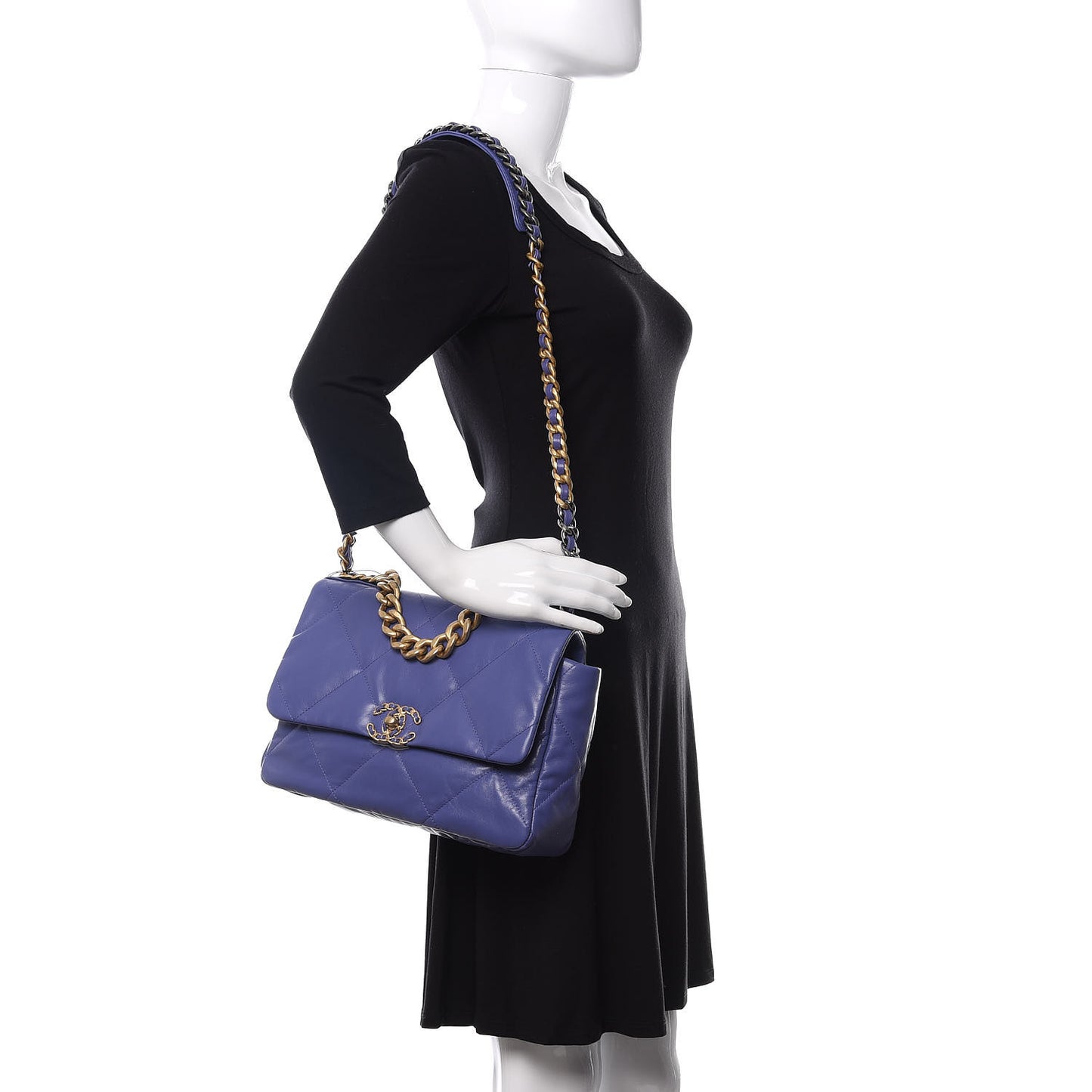Goatskin Quilted Large Chanel 19 Flap Purple