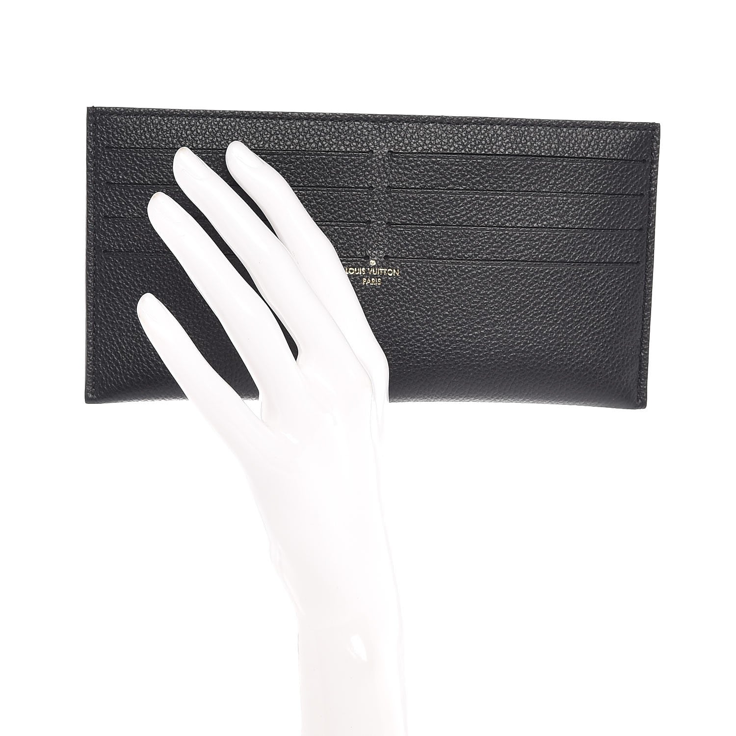 Louis Vuitton Calfskin Felicie Chain Wallet Card Holder Insert Black 2 of 6
