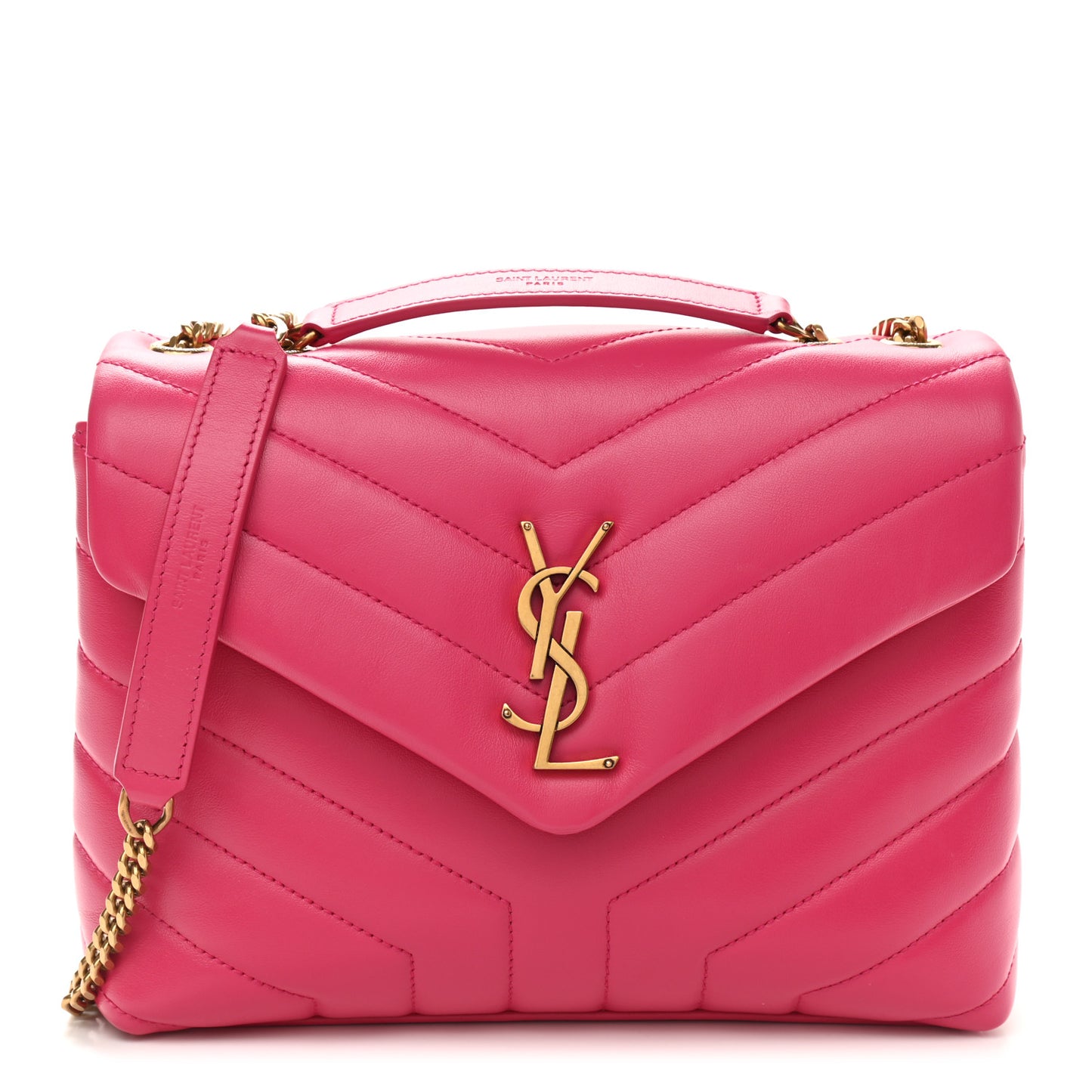 Calfskin Y Quilted Monogram Small Loulou Chain Satchel Fresh Fuchsia