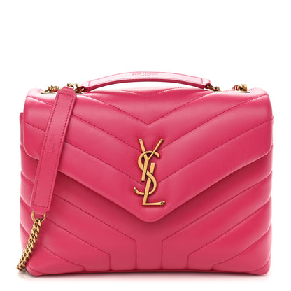 Saint Laurent Calfskin Y Quilted Monogram Small Loulou Chain Satchel Fresh Fuchsia 1 of 11