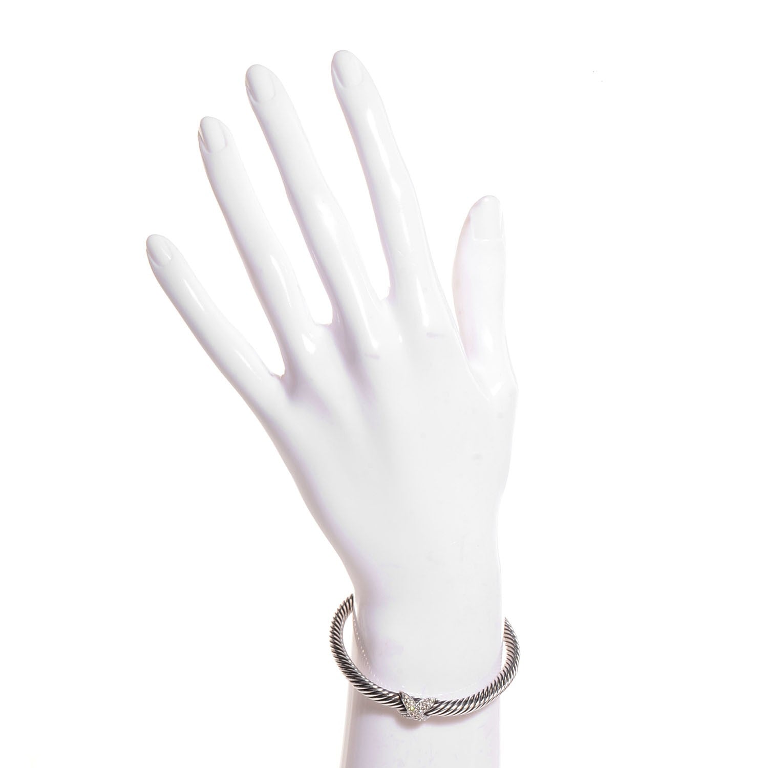 David Yurman Sterling Silver Diamond 4mm X Cable Bracelet 2 of 6