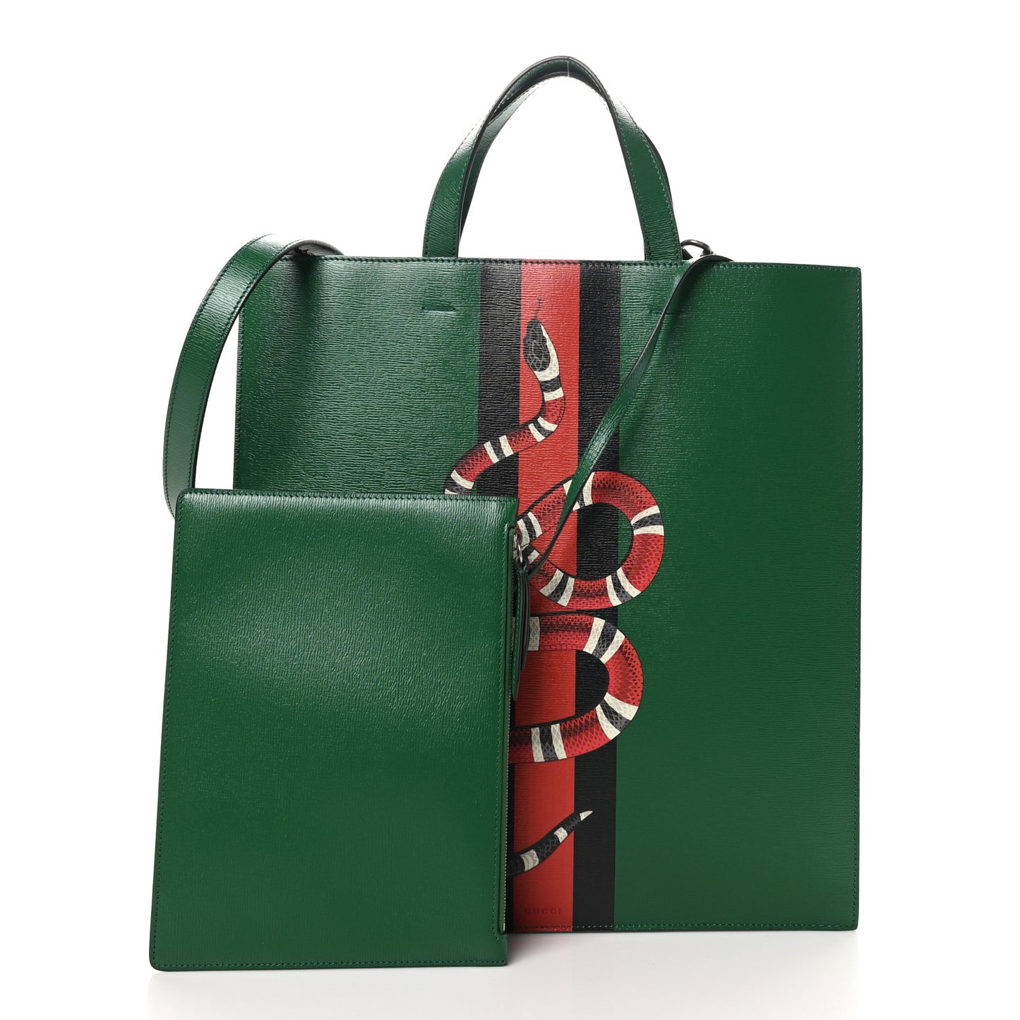 Calfskin Kingsnake Print Vertical Tote Green