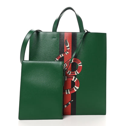 Gucci Calfskin Kingsnake Print Vertical Tote Green 2 of 11