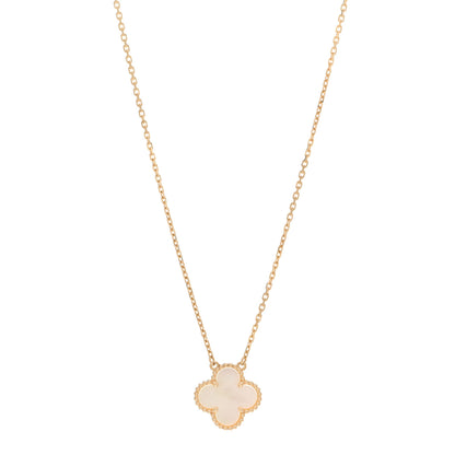 Van Cleef & Arpels 18K Yellow Gold Mother of Pearl Vintage Alhambra Pendant Necklace 1 of 6
