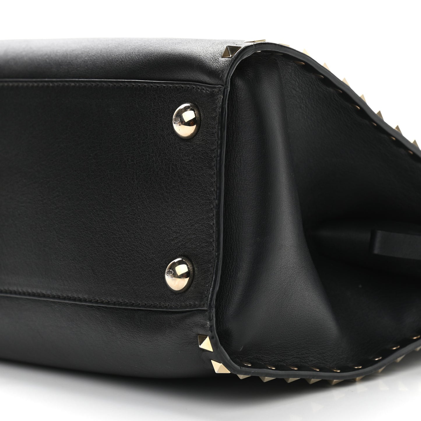 Vitello Rockstud Dome Shopper Black