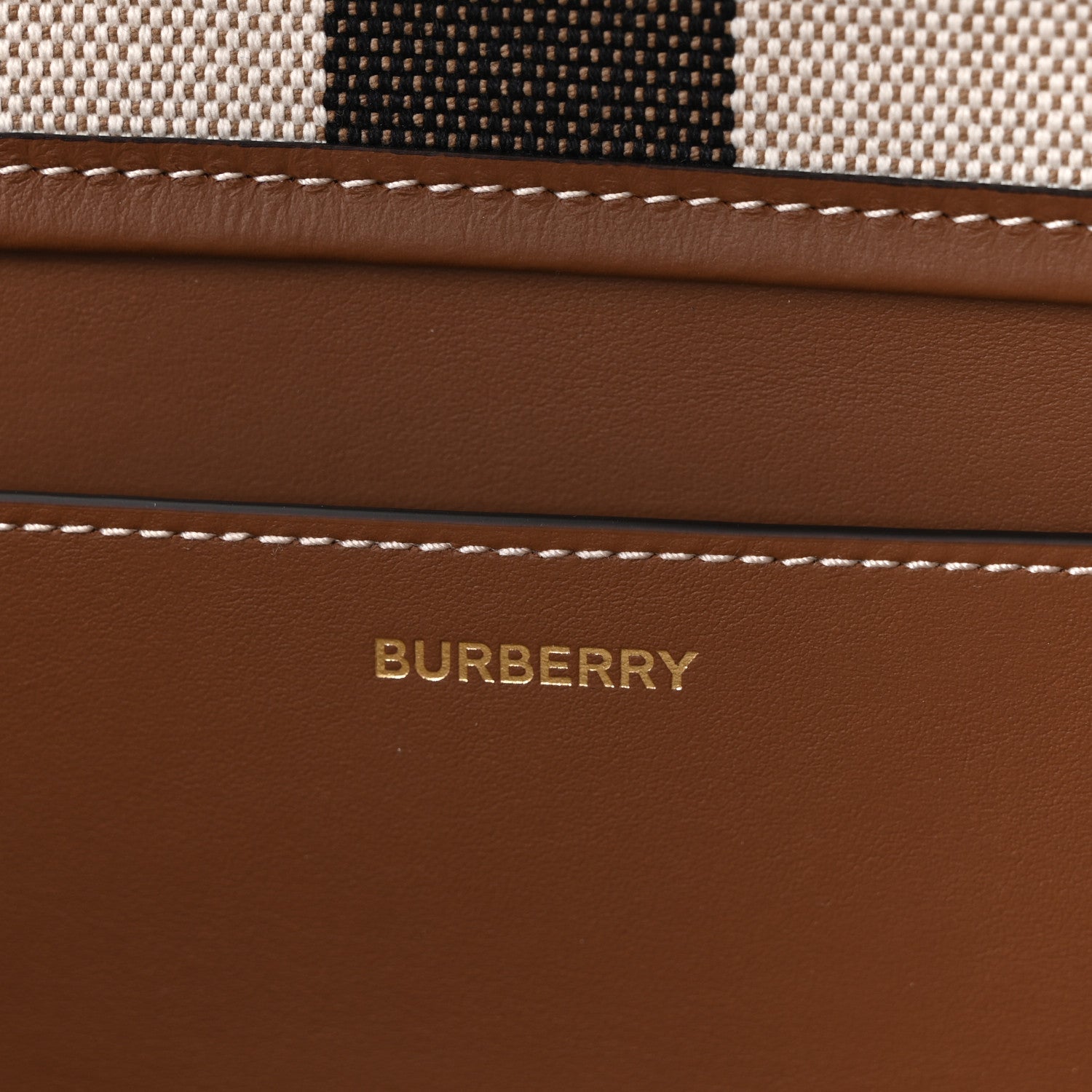 Burberry Giant Check Canvas Medium London Tote Taupe Brown 1842006