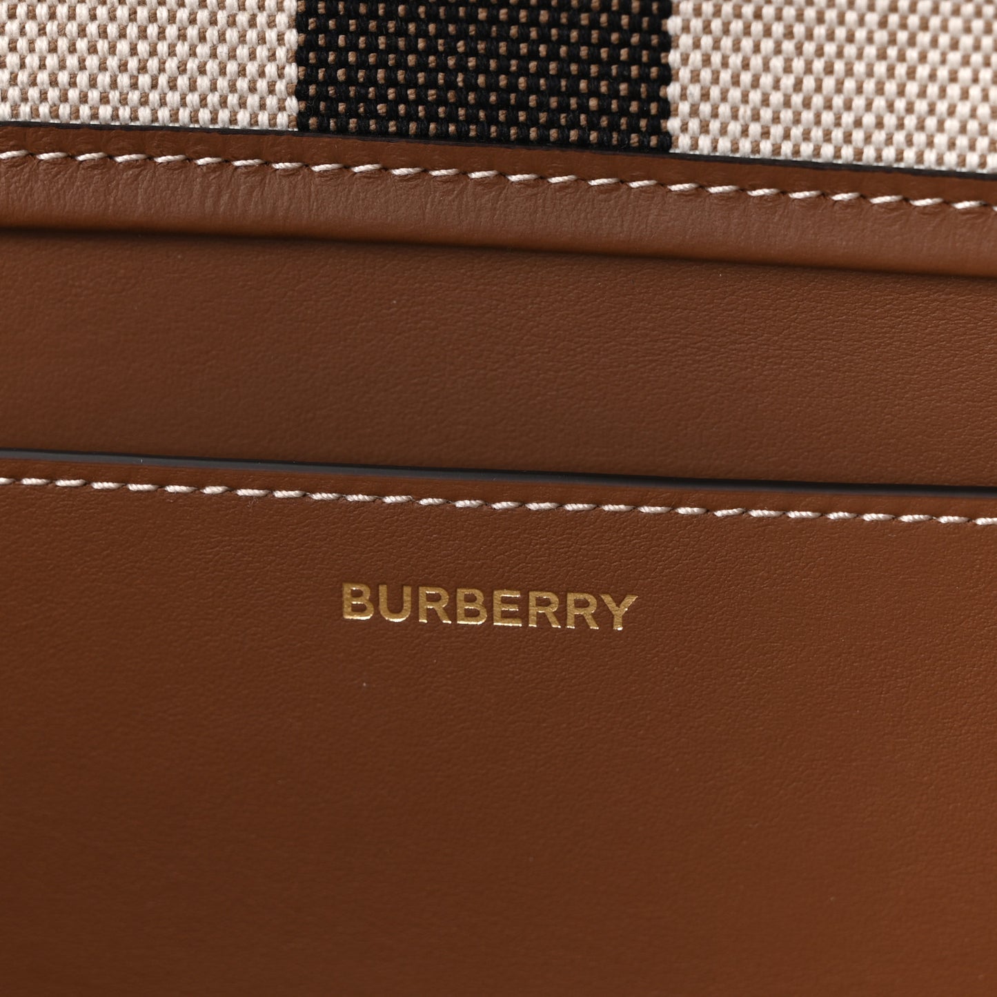 Giant Check Canvas Medium London Tote Taupe Brown