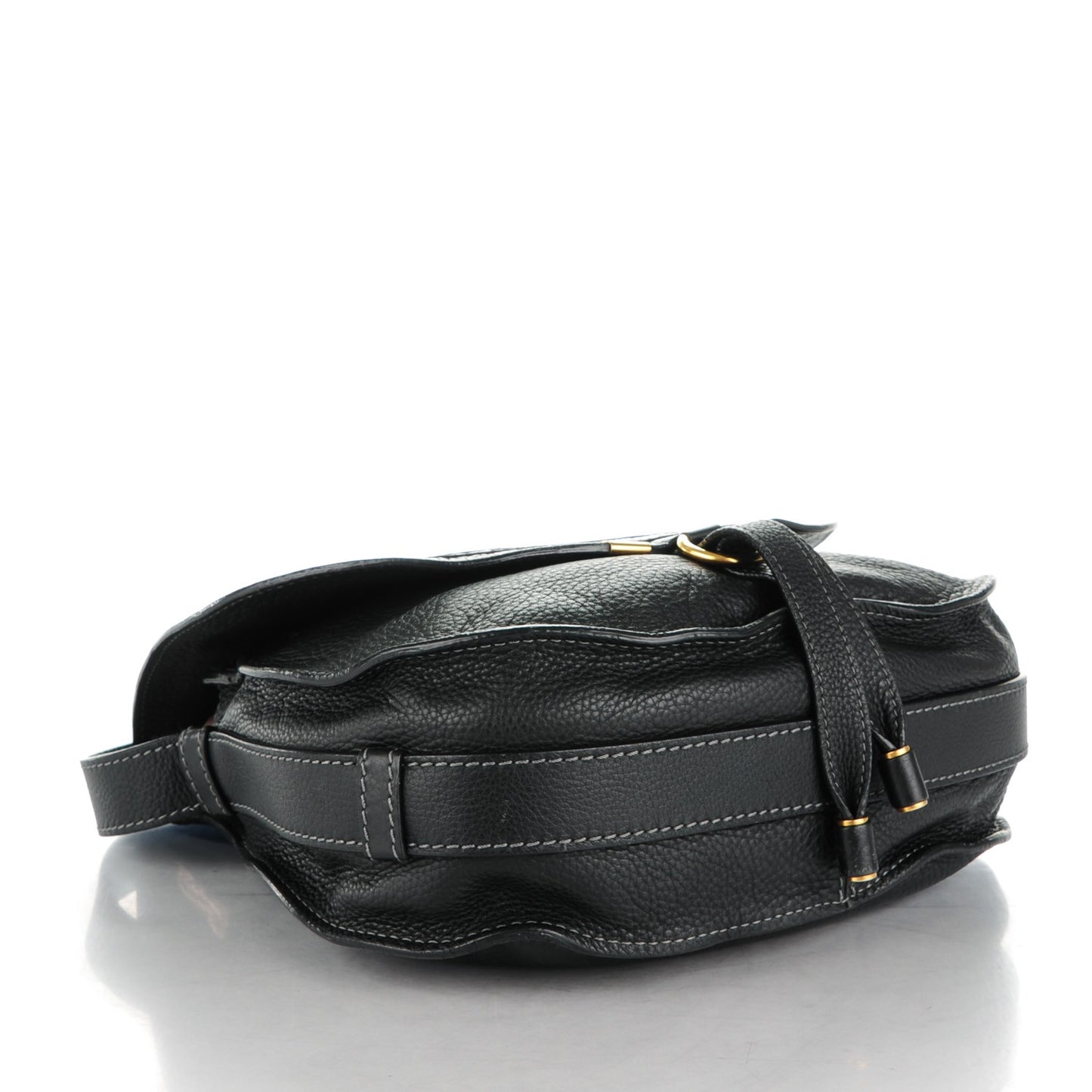 Calfskin Medium Marcie Round Crossbody Bag Black