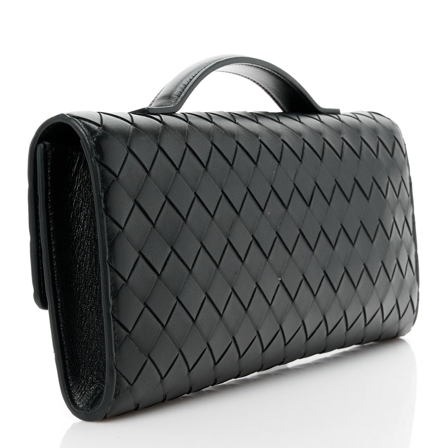 Nappa Intrecciato Long Andiamo Top Handle Clutch Black