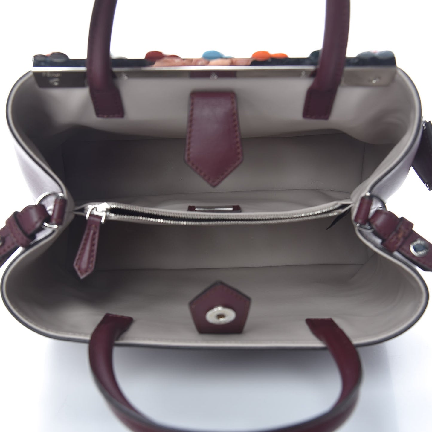 Vitello Dolce PVC Flower Studs Petite 2Jours Tote Bordeaux Multicolor