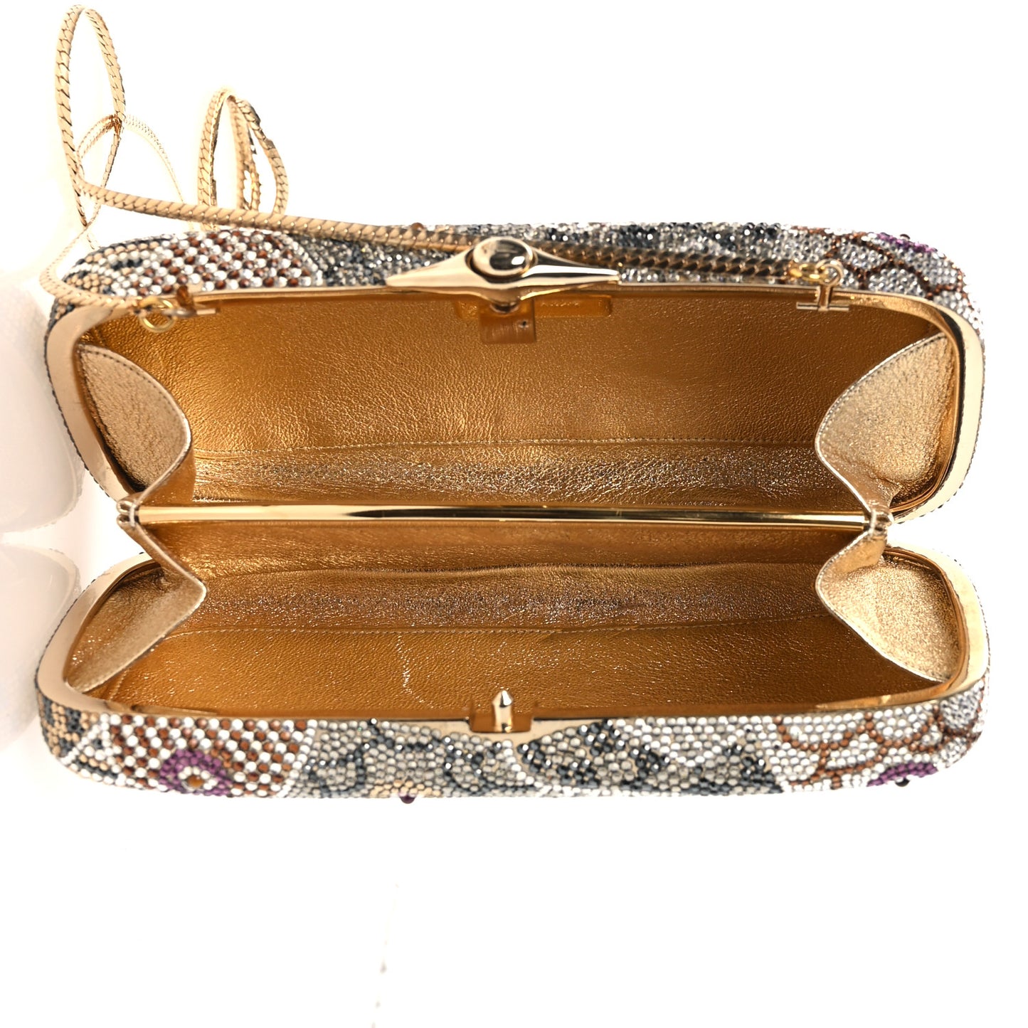 Crystal Minaudiere Clutch Silver Multicolor