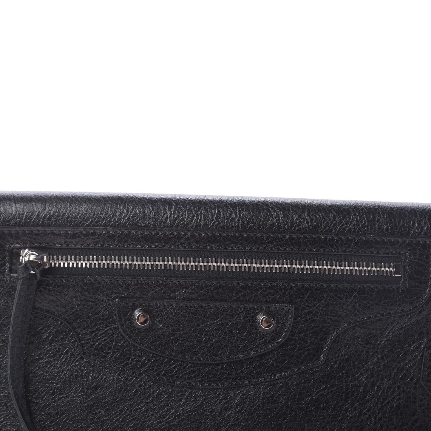 Agneau Classic Silver Hardware Long Clutch Black