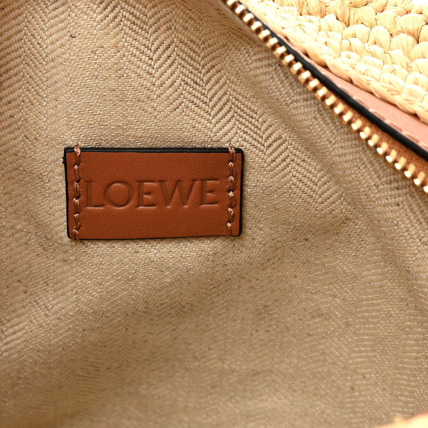 Loewe Calfskin Raffia Paulas Ibiza Pochette Bag Natural Tan 6 of 10