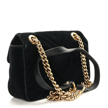 Gucci Velvet Matelasse Mini GG Marmont Shoulder Bag Black 3 of 9