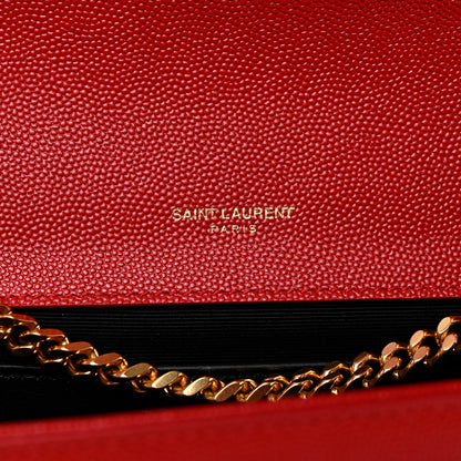 Saint Laurent Grain De Poudre Medium Monogram Kate Satchel Rouge Eros 6 of 9