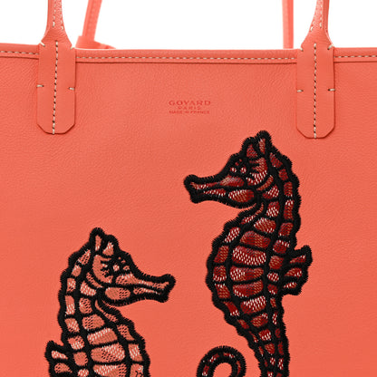 Goyard Goyardine Embroidered Seahorse Reversible Anjou PM Coral 15 of 19