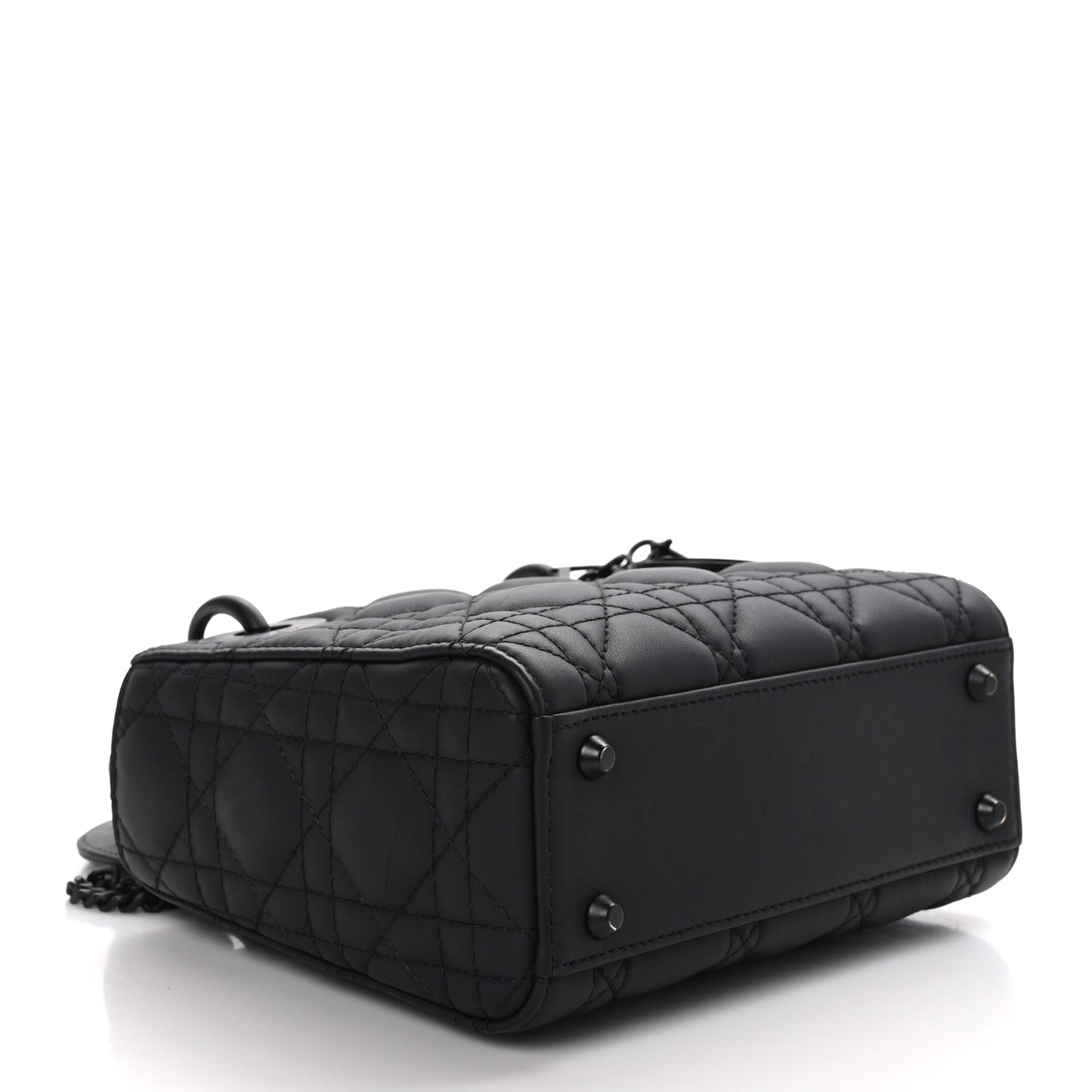 CHRISTIAN DIOR Ultra Matte Calfskin Cannage Mini Lady Dior Black