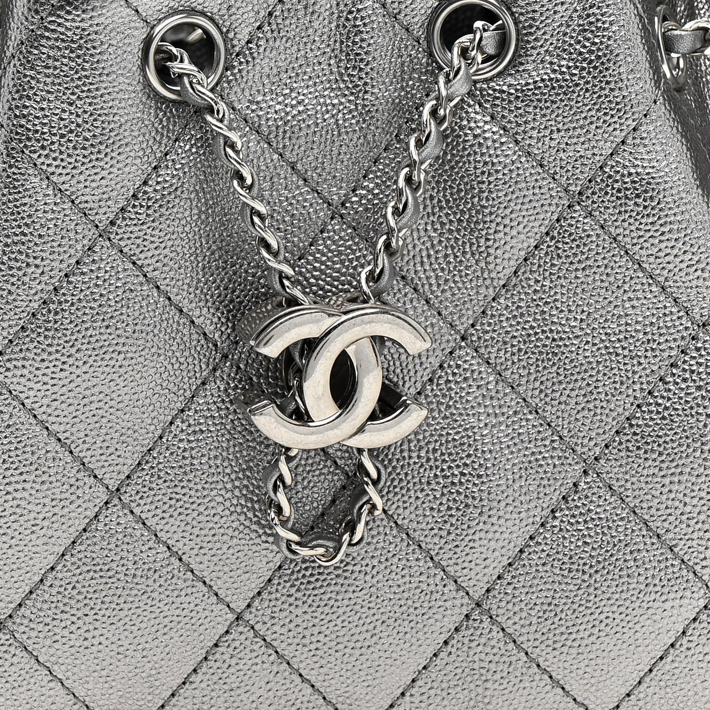 Metallic Caviar Quilted Mini Chanel 25 Handbag Anthracite