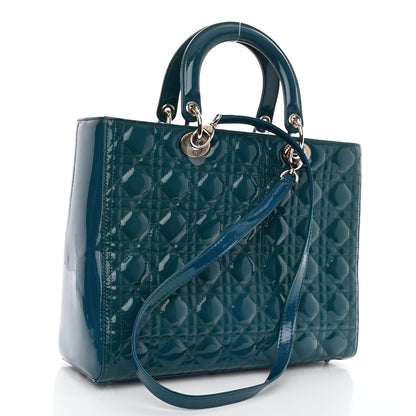 Christian Dior Patent Cannage Large Lady Dior Blue 3 of 10