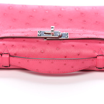 Hermes Ostrich Kelly Pochette Clutch Rose Tyrien 14 of 29