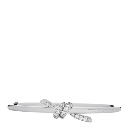 Tiffany 18K White Gold Diamond Knot Wire Bangle Bracelet 1 of 4