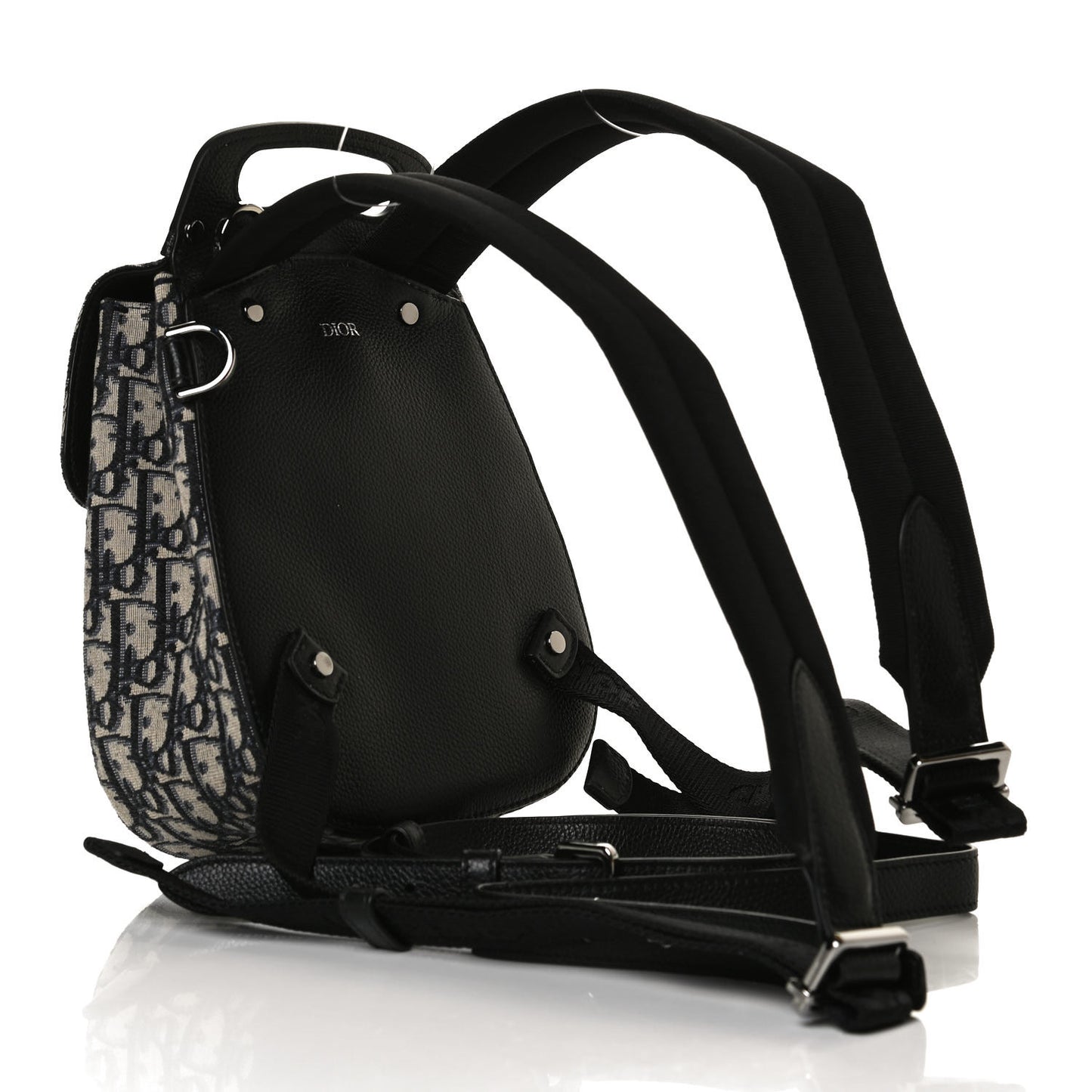HOMME Oblique Calfskin Mens Mini Saddle Backpack Navy Blue