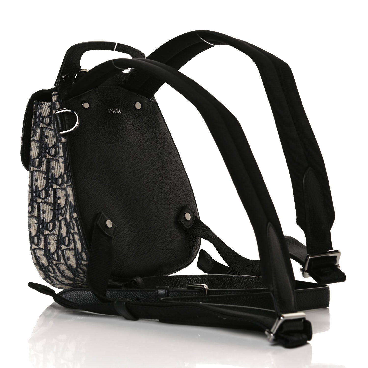 Christian Dior HOMME Oblique Calfskin Mens Mini Saddle Backpack Navy Blue 2 of 15