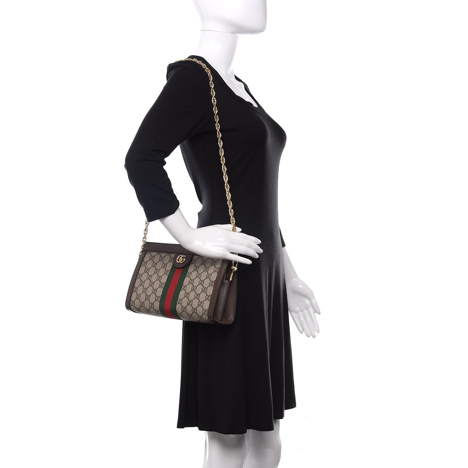 Gucci GG Supreme Monogram Web Small Ophidia Chain Shoulder Bag Brown 2 of 11