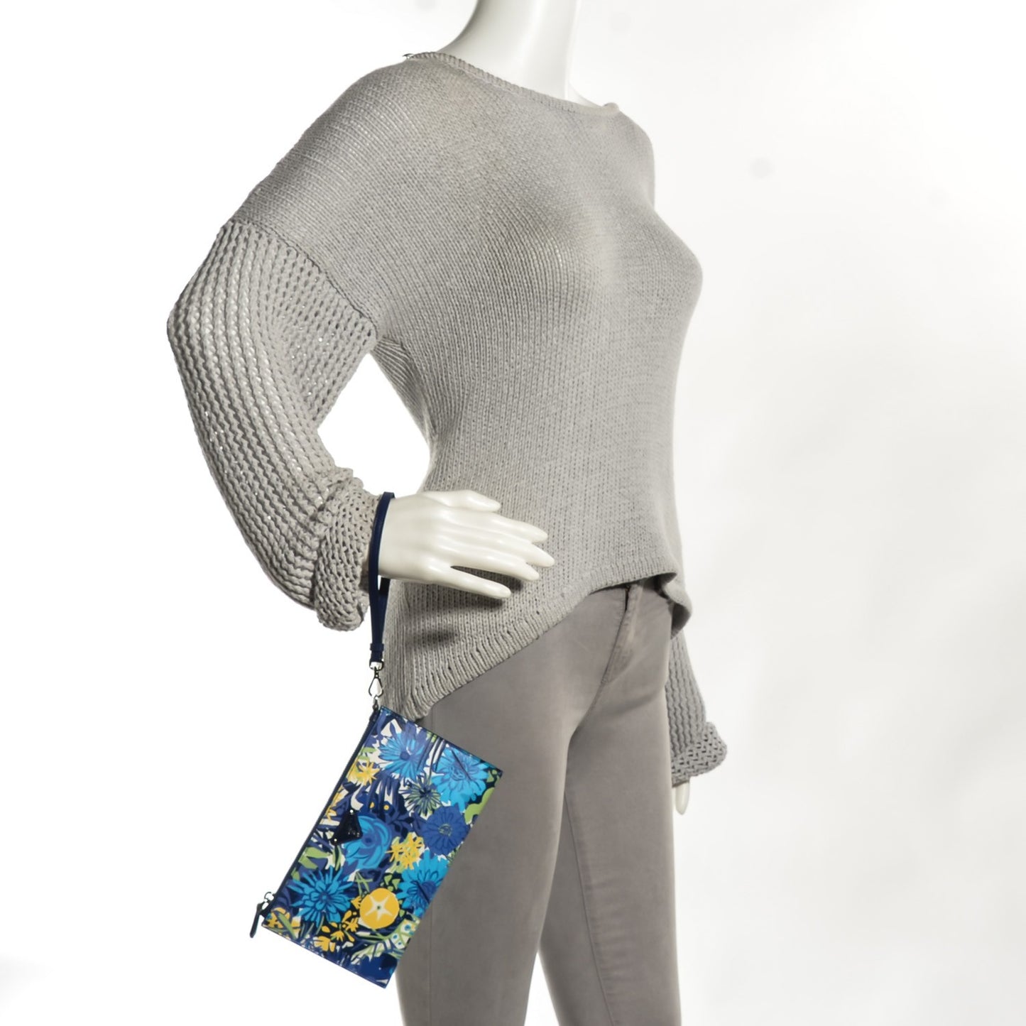 Saffiano Floral Print Wristlet Bluette Dis Primule