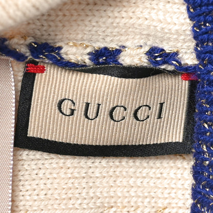 Gucci Cotton Monogram Jumbo GG Beanie Hat S Navy Ivory 5 of 7