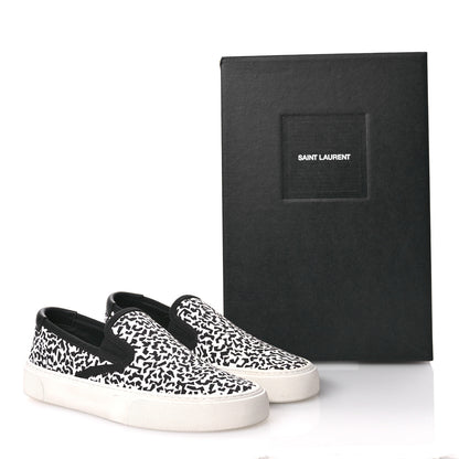 Saint Laurent Canvas Zebra Print Venice Low T Slip On Sneakers 36 White Black 8 of 8