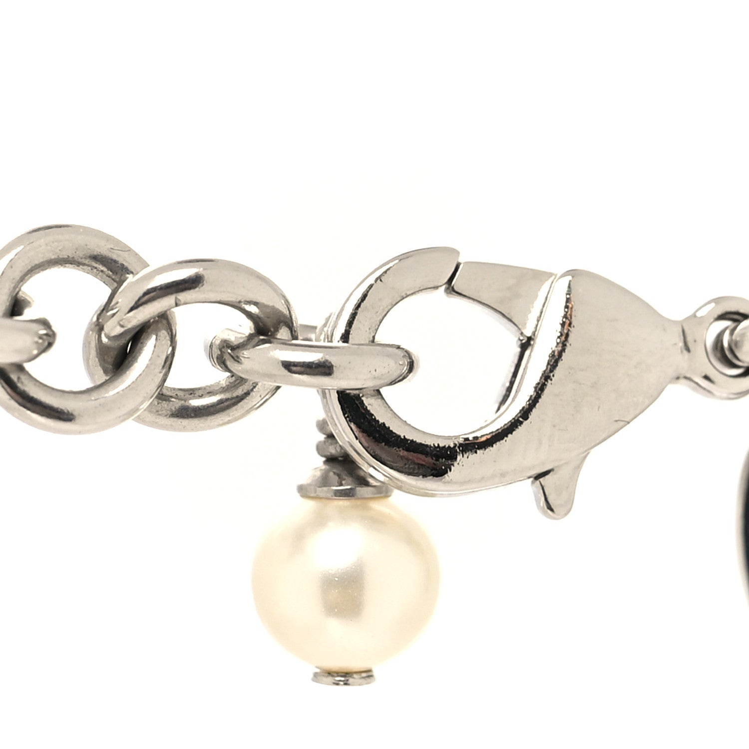 Chanel Pearl CC Long Necklace Silver 4 of 5