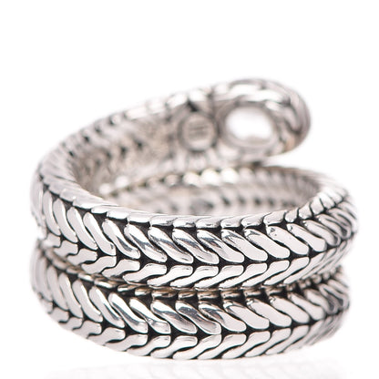 John Hardy Sterling Silver White Topaz Classic Chain Coil Ring 51.9 6 4 of 6