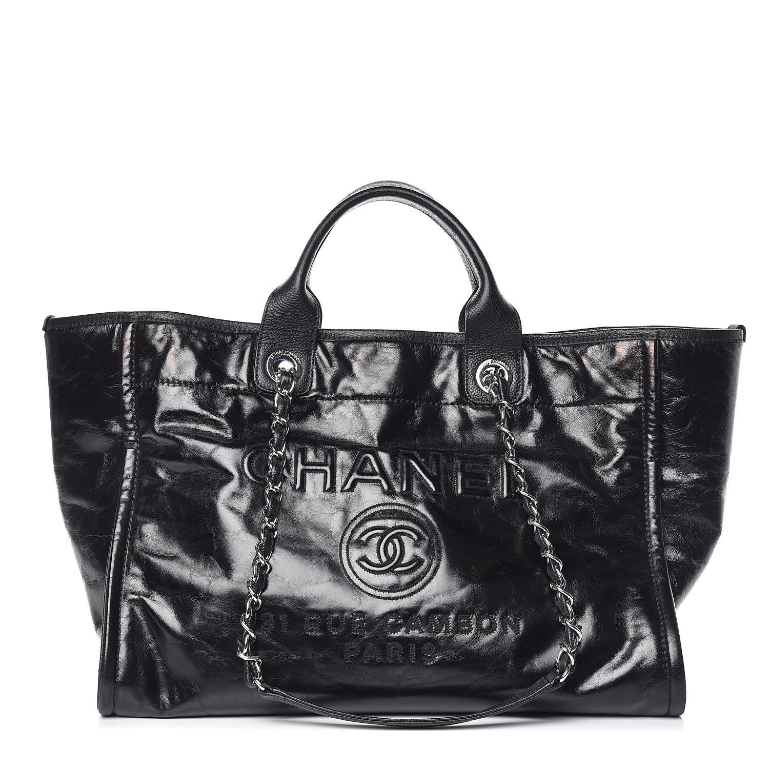 Chanel Glazed Calfskin Large Deauville Tote Black 1 of 11
